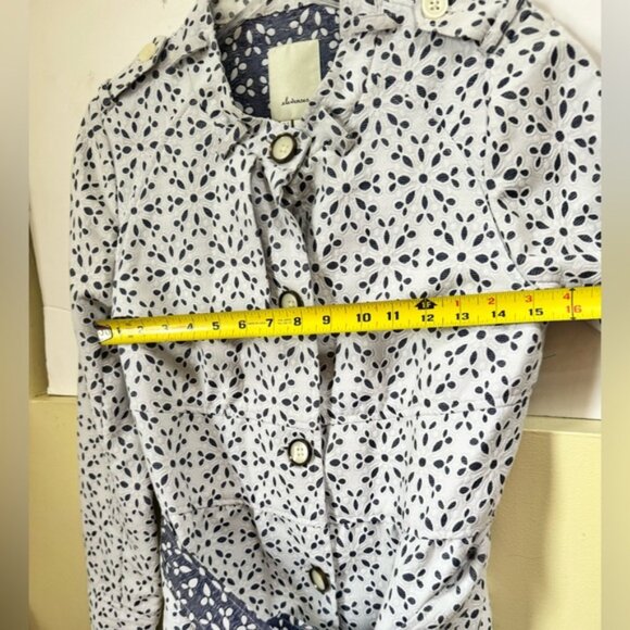 Anthropologie Elevenses NEW Eyelet Lace Trench Coat Jacket Cotton Lightweight 8 - Picture 15 of 16